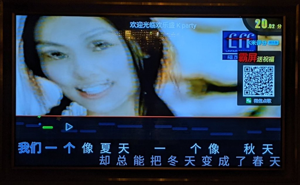 Karaoke lyrics with lines for the notes to tell you how well you're singing 