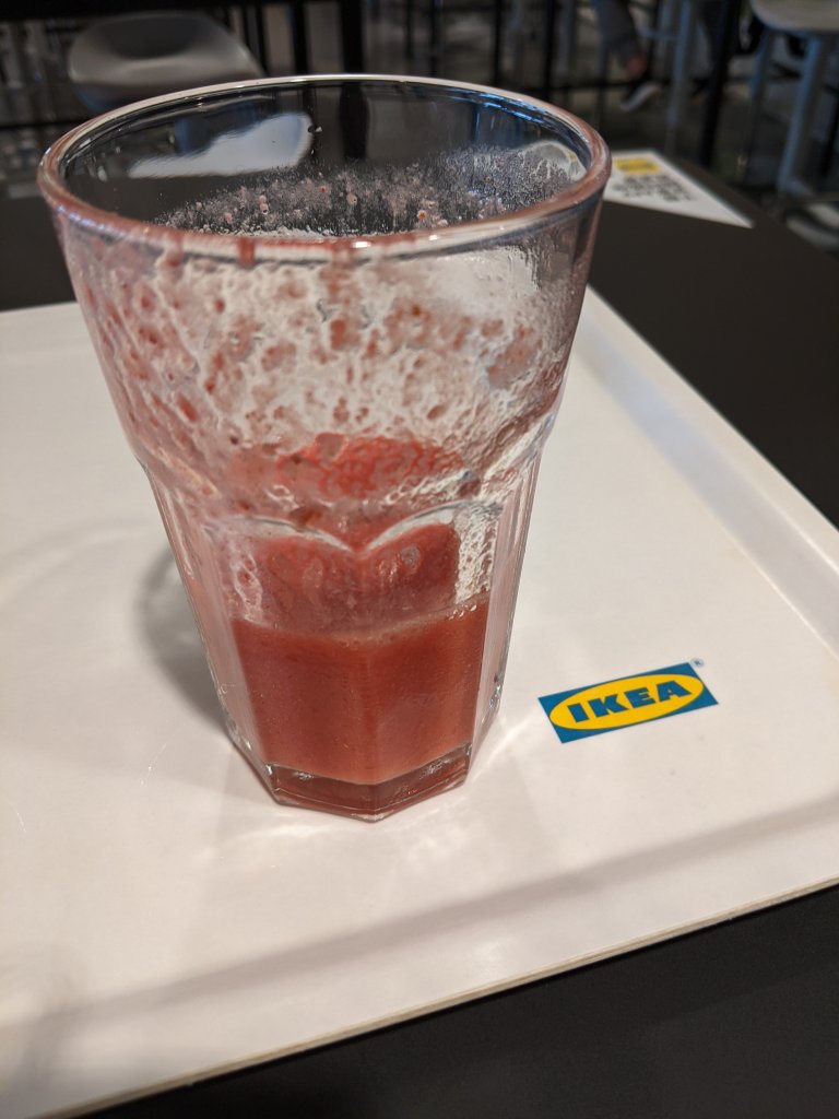 A delicious IKEA strawberry smoothie