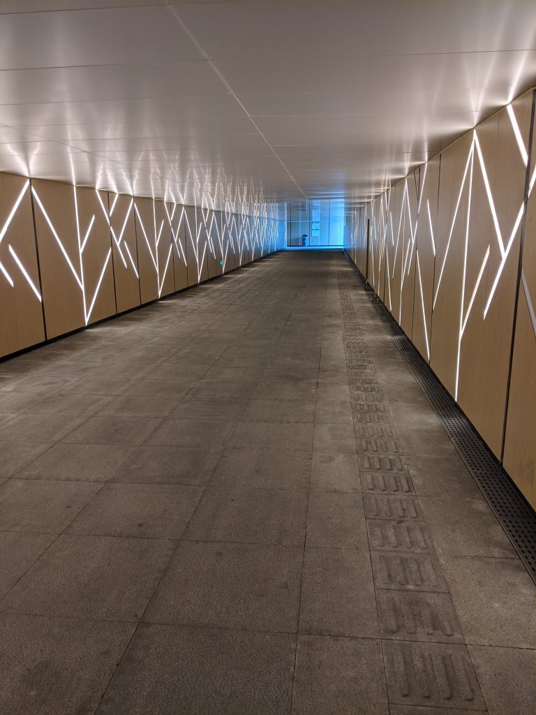 The very nice underpass with nicely designed lights built into the walls.