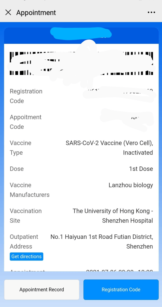 Appointment information